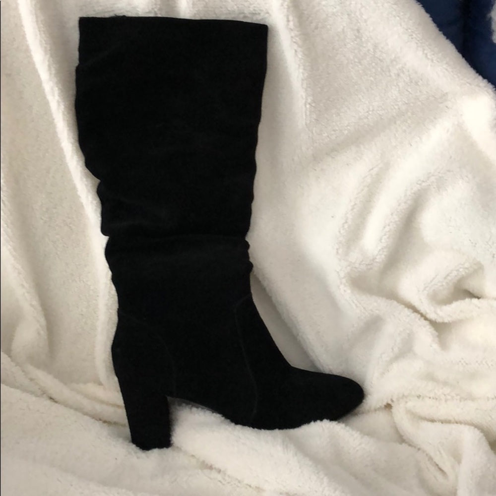 H by Halston Tall Shaft Suede Boots with Heel